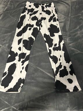 Vintage Krazy Klothes LTD Women’s Black & White Cowprint Wide-Leg Pants